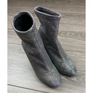 Michael Kors Women's Mandy Stretch Knit Glitter Ankle Boots Silver Size 8M
